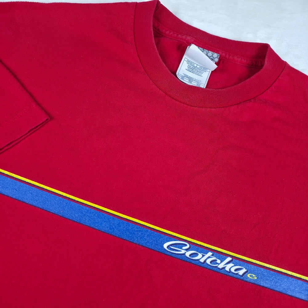 Vintage 90s Gotcha Surf Shirt Mens XL Red Dazzle Graphic Alstyle USA Fabric Y2K